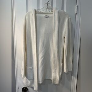 Blanc Du Nil Elegant White Open-Front Cardigan 100% Cotton